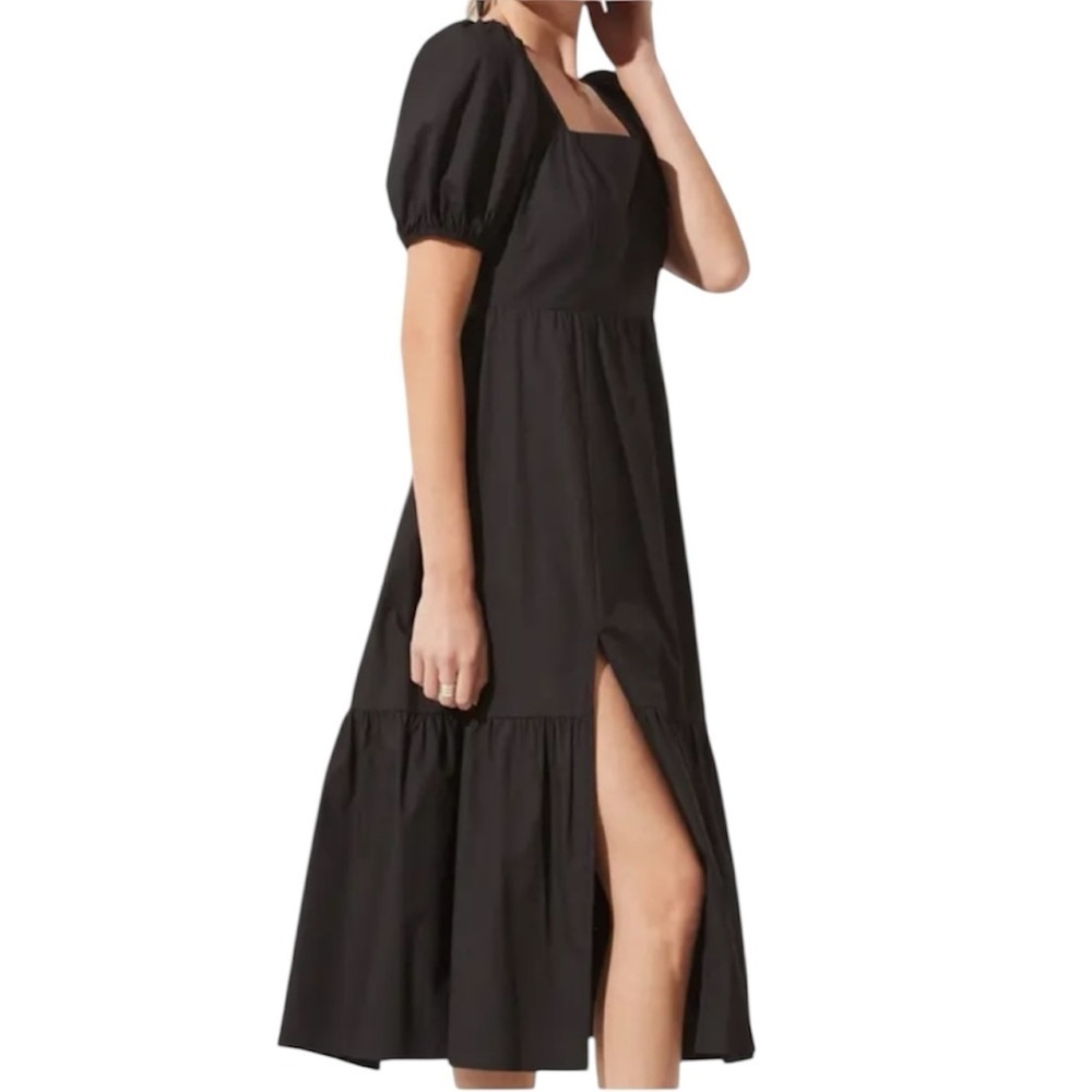 ASTR the Label Poplin Puff Sleeve Tiered Midi Dress